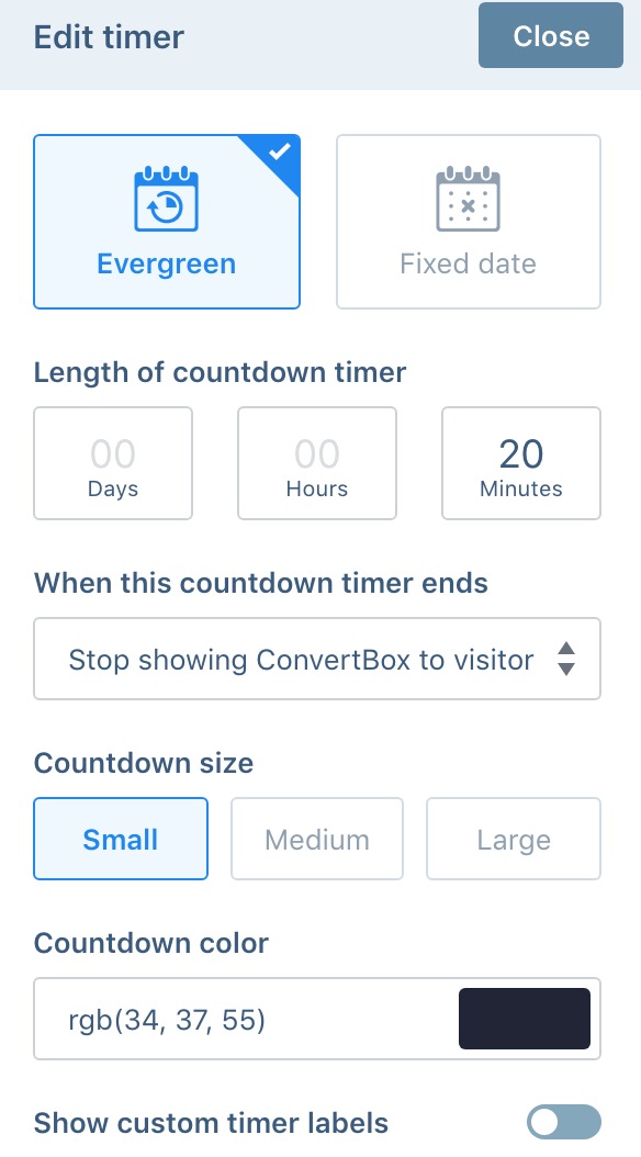 Convertbox - Timer settings