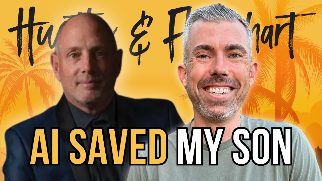 YouTube style thumbnail of Greg Reid and Joe Fier with the text "AI Saved My Son"